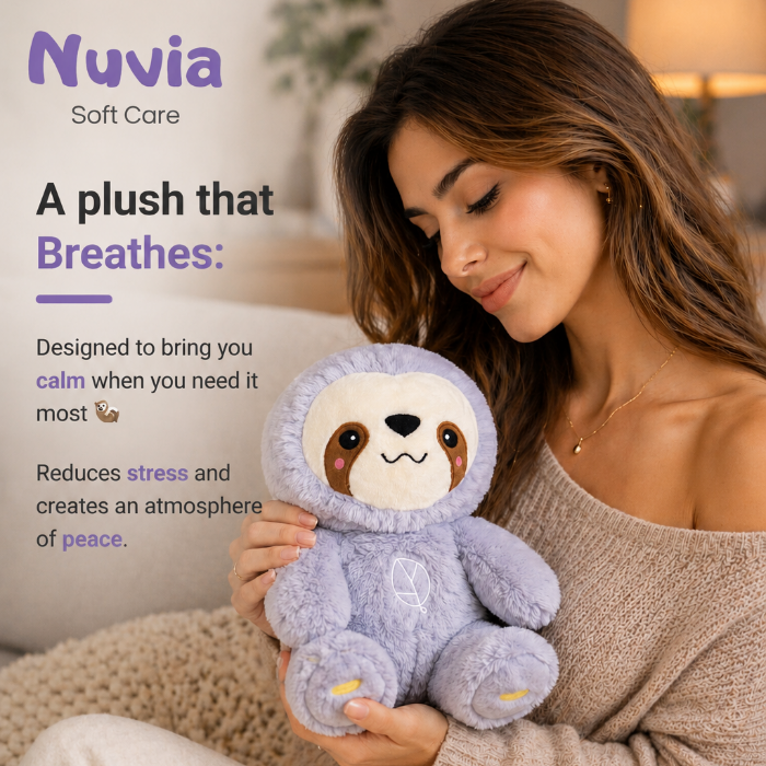 Peluche Preguiça Respiratório com Brilho Luminoso e Movimento Sensorial Calmante